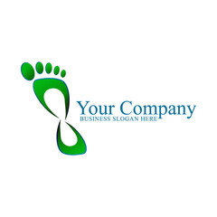 Podiatry Logo Isolated on white background. fresh and modern foot Care Logo green and blue Icon design