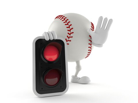 Baseball character with red light