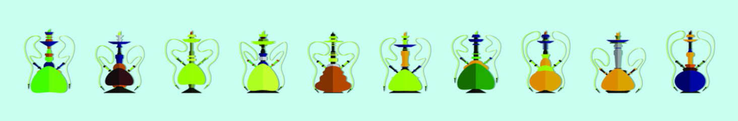 set hookah design template with various models. vector illustration