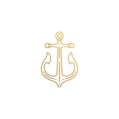 Vector emblem of ship anchor hand drawn with thin lines