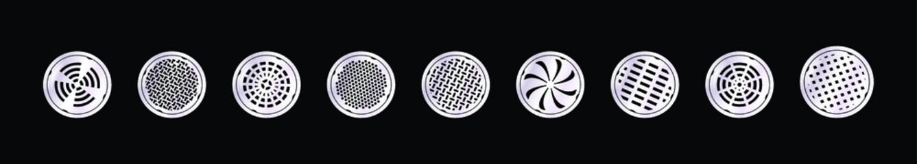 set of manhole cartoon icon design template with various models. vector illustration