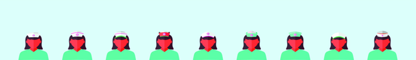 set of nurse cartoon icon design template with various models. vector illustration