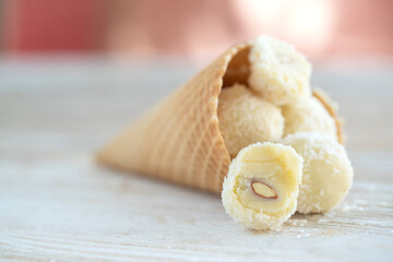 Milk chocolate candy. Handmade sweetness. High quality photo.