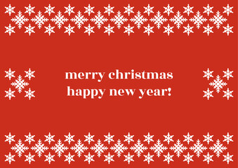 Red Christmas background with snowflakes. Beautiful winter Christmas frame. Vector illustration