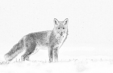 Fox (Vulpes vulpes) sketch image
