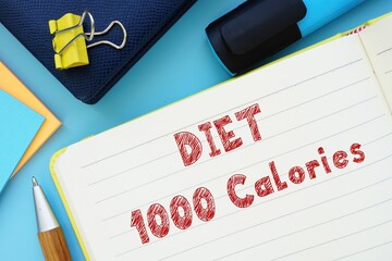 Healthy concept meaning diet 1000 calories with phrase on the page.
