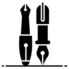 
Fountain pens, icon design of a stationery in flat style 
