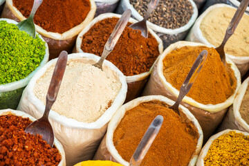 Close-Up Of Spices on a Market