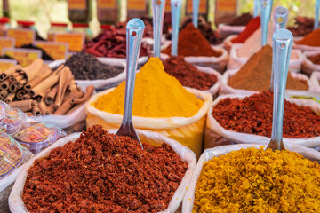 Close-Up Of Spices on a Market