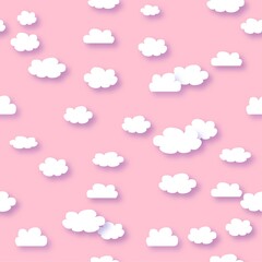 seamless background with clouds, pink and white