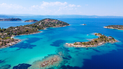 Fototapeta na wymiar Aerial view of group of islands in blue sea 