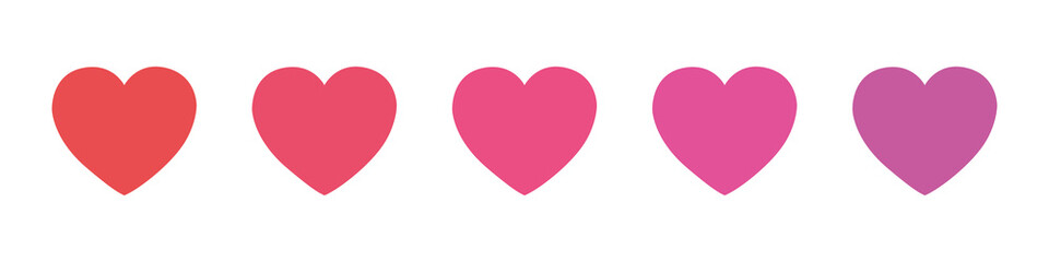 Set of hearts of different colors isolated on a white background. Love concept. Valentine's Day. Vector illustration
