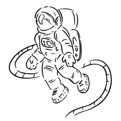 Astronaut in doodle style icon. Isolated vector illustration.