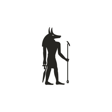 Anubis, god of death and funeral in ancient Egyptian mythology, vector illustration