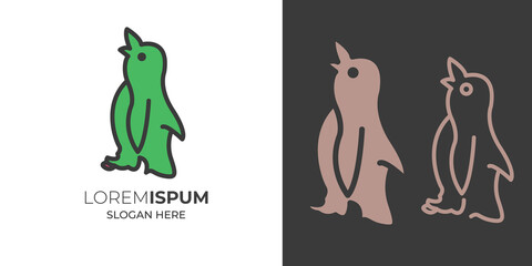 Penguin. Logo, Element logo. Black and white penguin and penguin with shadows and colors. polar Vector.penguin vector icon logo cartoon character fish salmon illustration doodle 4
