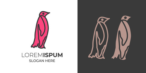 Penguin. Logo, Element logo. Black and white penguin and penguin with shadows and colors. polar Vector.penguin vector icon logo cartoon character fish salmon illustration doodle 2