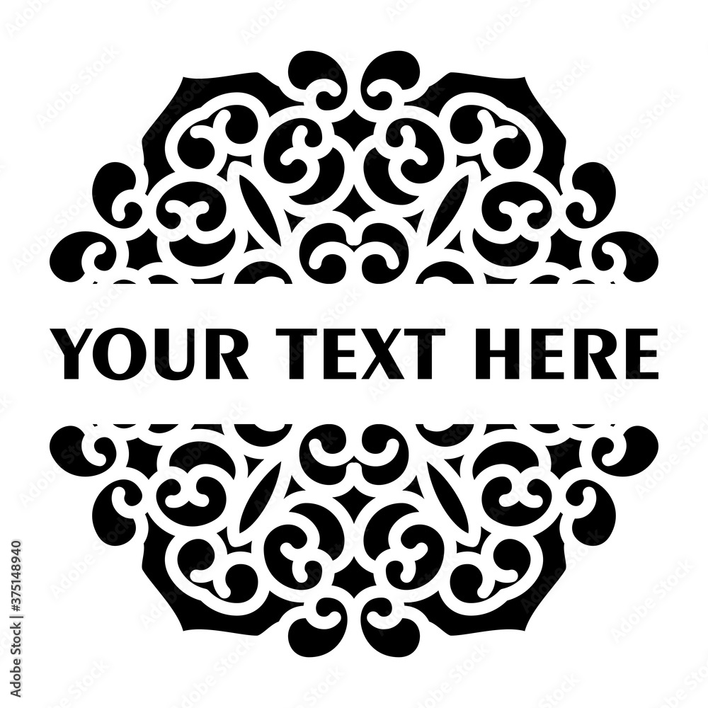 Aufkleber vector simple black split monogram mandala with abstract elements, isolated on white background. ori
