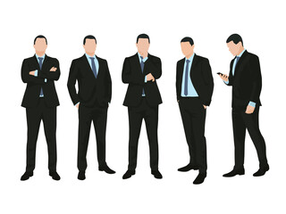 Business men. Group of business people. Isolated vector flat design illustrations - obrazy, fototapety, plakaty
