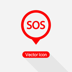 SOS Marker Icon SOS Icon Vector Illustration Eps10