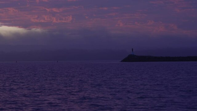 Pre Dawn River And Dramatic Sky And Lighthouse 