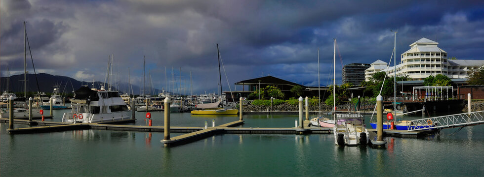 Cairns Marlin Marina
 marks the gateway to the Great Barrier Reef, one of the world’s most iconic natural landmarks and a major tourist hotspot in , Queensland, Australia. -Picture