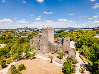 Aerial view of castle of Guimaraes, Portugal