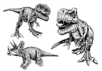 Vector collection of dinosaurs , graphical elements isolated on white