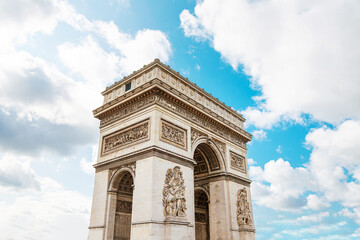 Fototapeta na wymiar Arc de Triomphe in Paris, one of the most famous monuments, Paris, France.