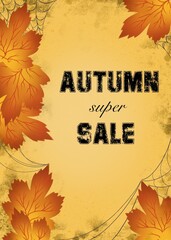 autumn Sale for business with leaves on the background
