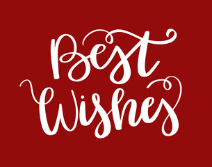 Best Wishes christmas hand lettering text for winter holiday design, cards, gifts. Calligraphy vector illustration. White and red.