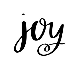 Joy hand drawn lettering. Handwritten Christmas modern calligraphy. Greeting card design, gifts, posters.