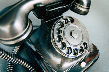 Vintage Telephone. Old black retro telephone.
