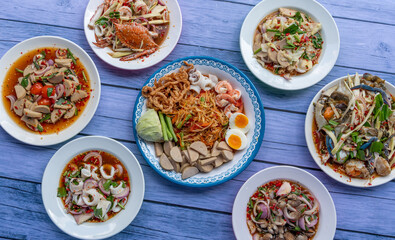 Thai Spicy Seafood and Pork Salads