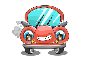 A cute red cars design transportation cartoon vector illustration
