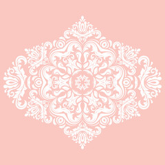 Elegant vintage vector pink and white ornament in classic style. Abstract traditional pattern with oriental elements. Classic vintage pattern