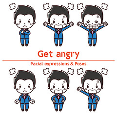 Facial expressions & Poses set / Get angry /Man in suit