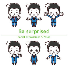 Facial expressions & Poses set / Be surprised /Man in suit