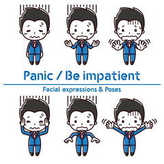 Facial expressions & Poses set / Panic / Be impatient /Man in suit	