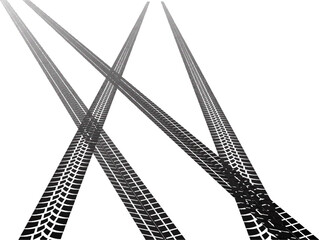 Vector Print Textured Tire Track . Design Element . Car tread silhouette . Mud splash grunge texture