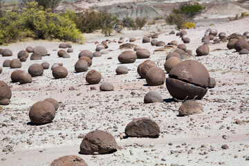 Stone landscape and natural stone formations in Ischigualasto Provincial Park, north-western...