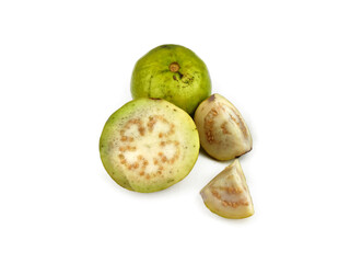 Guava amrud cut slices white pulp with Space for text