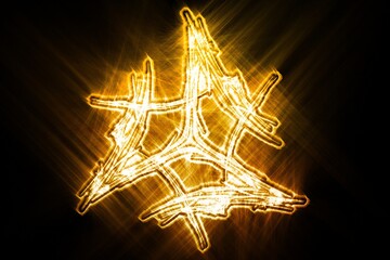 Fototapeta na wymiar Christmas star on a dark background. Glittering glowing texture