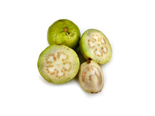 Guava amrud cut slices white pulp with Space for text