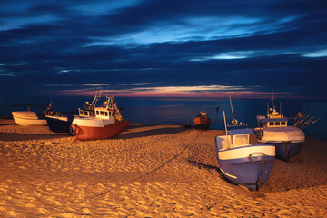 Fishing boats on the beach in Uniescie