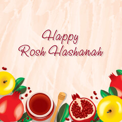 Rosh hashanah. Jewish New Year holiday concept. Traditional symbols