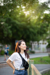 Portrait of Asian woman in the park