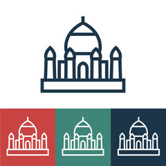 Linear vector icon with Taj Mahal