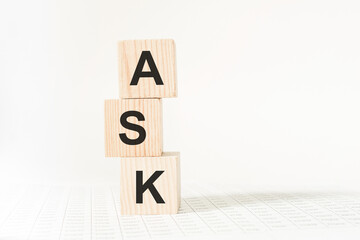 words on wooden cubes, white background. business concept