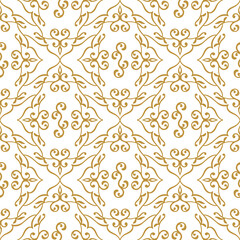 Vector Golden Islamic pattern. Seamless Arabic Floral Geometric Pattern.Traditional Muslim Background. Oriental Ornaments. Ramadan Kareem. Arabesque. East culture
