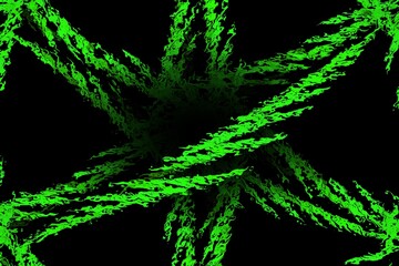 Green lines and lightnings in the shape of a star. Christmas theme